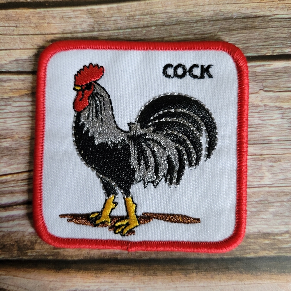 3/13$  Rooster Cck Farm Chicken Funny Vintage 90's Embroidered Sew On Patch